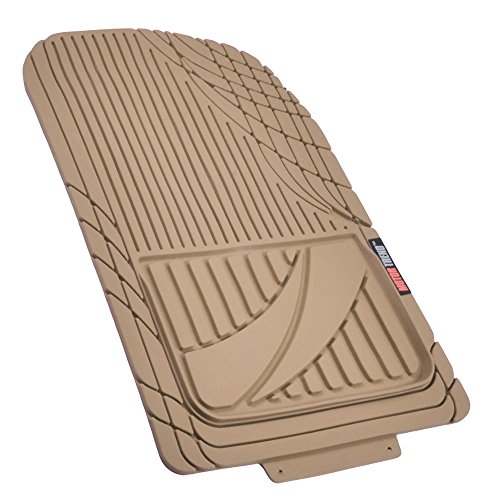 Motor Trend OF-793-BG FlexTough Advanced Performance Mats-3pc Rubber Floor Mats for Car SUV Auto All Weather Plus-2 Front & Rear Liner (Beige