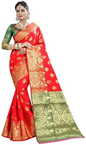 Kalapy Fashion Women's Banarasi Silk Saree With Blouse Piece