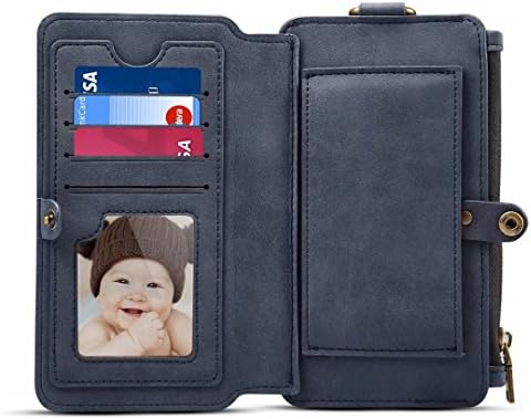 Galaxy S8 Plus Wallet Case, Sogola PU Leather Protective Shell Detachable Folio Flip Holster Carrying Case [ Many Card Slots ] [1 Photo slot] for Samsung Galaxy S8+ Plus 2017- Blue