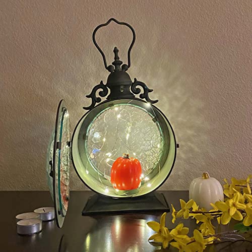 Westcharm Metal Round Hanging Candle Lantern with Curved Glass Insert
