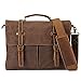 Mens Messenger Bag Waterproof 15.6'' Vintage Computer Bags Genuine Leather Briefcase Waxed Canvas Laptop Satchel Shoulder Bag Work College Bags Men Women Brown