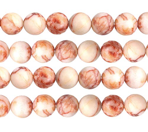 Natural Stone Gemstone Beads Stripes Pink Silk Stone Round 4 mm 6 mm 8 mm Mesh Stone Netstone Jewellery Beads Bead Ball Gemstone Bead Chain (4 mm 25 Pieces)