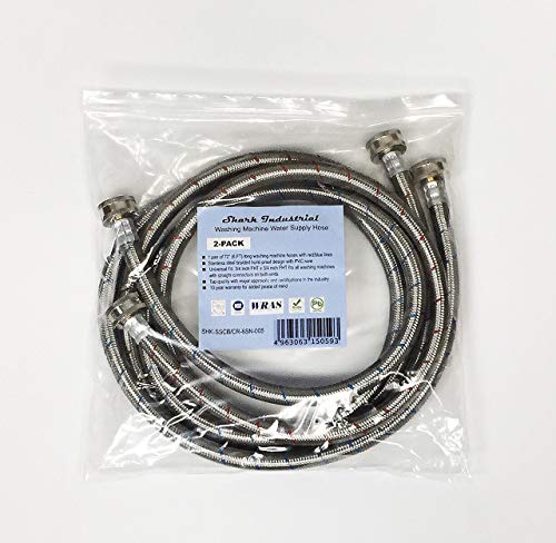 2-Pack Premium Stainless Steel Washing Machine Hoses - 6 FT No-Lead Burst Proof Red and Blue Lined Water Inlet Supply Lines - Universal Connection - 10 Year Warranty