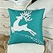 CaliTime Pack of 2 Soft Canvas Throw Pillow Covers Cases for Couch Sofa Home Decoration Christmas Holiday Reindeer with Stars Print 18 X 18 Inches Teal