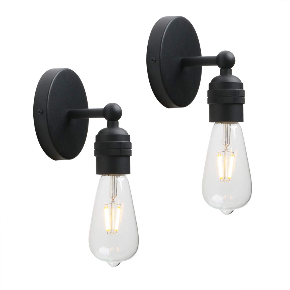 Yosoan 2pcs Vintage Sconce wall Lights, Nordic Loft Edison Up/Down Wall Light Fittings, E27 Light Fixture for Restaurant Corridor Dining Room Kitchen Bedroom Cafe Bar (Black)