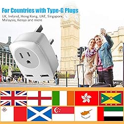 2Pack UK Travel Plug Adapter, Power Outlet
