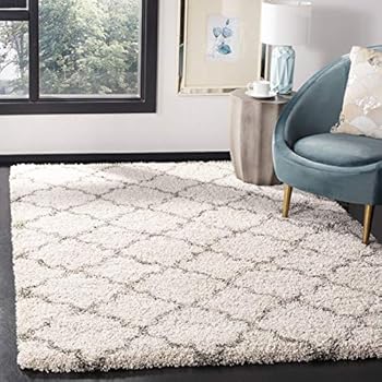Safavieh Hudson Shag Collection SGH282A Ivory and Grey Moroccan Geometric Quatrefoil Area Rug (8' x 10')
