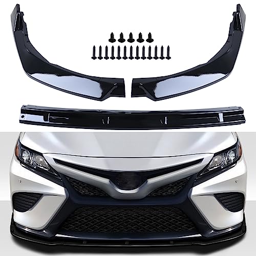 Fits 21-24 Toyota Camry LE Sedan Gloss Black 3PCS Front Bumper Lip