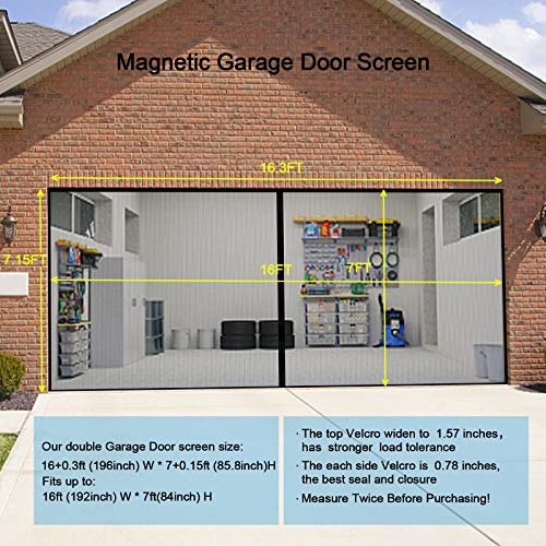 Garage Door Screen for 2 Car, 16x7FT Upgrade Reinforced Screen