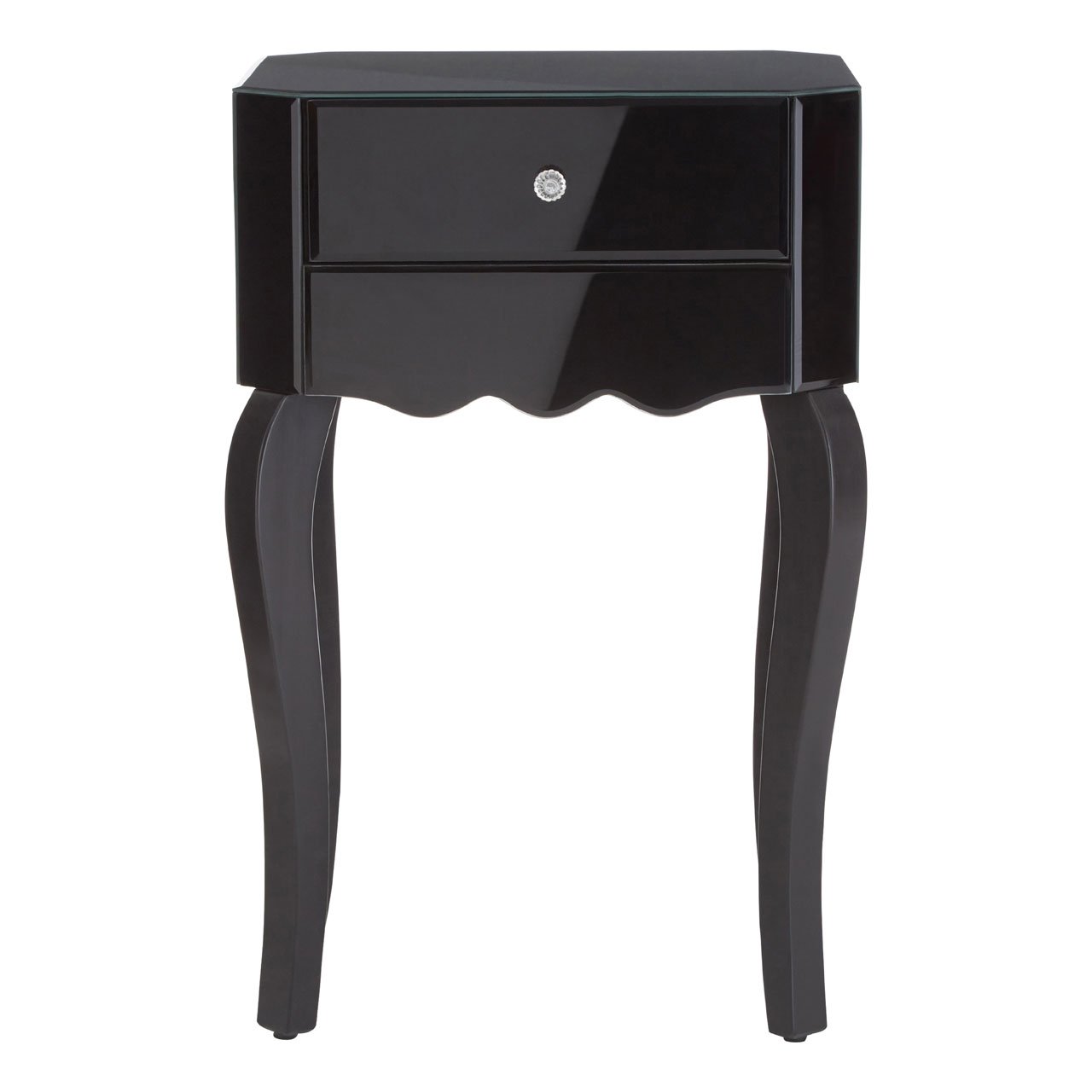 Premier Housewares Orchid Side Table, Wood, Black Glass