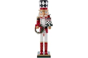 Kurt S. Adler 15-Inch Red, White and Black Nutcracker with Gift Box and Wreath