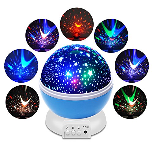 Constellation Night Light Projector, Planetarium Cosmos Star Projector with 360 Rotation Starry Ceiling for Baby Kids Child Bedroom(Blue)