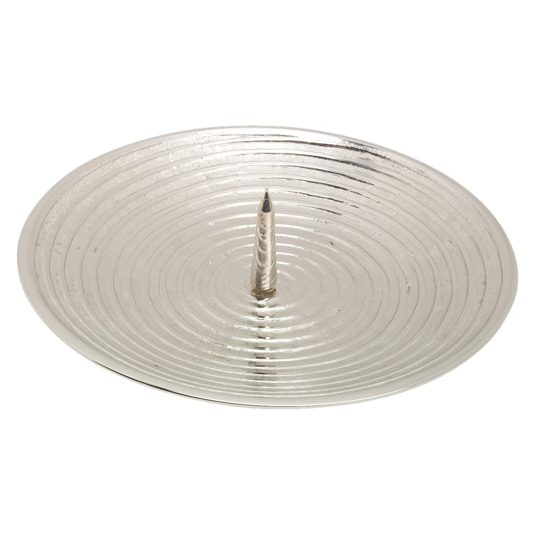 NKlaus Grooved Candle Plate with Spike Ø 15cm brass nickel plated Coaster Decoration Spiral Design 10627