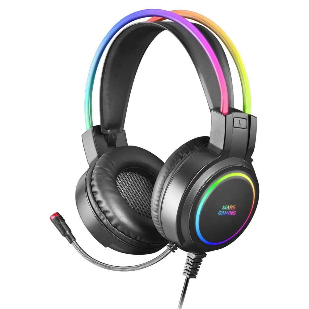Mars Gaming MHRGB Black, Headset Chroma RGB Flow, Professional Microphone, Spatial Sound