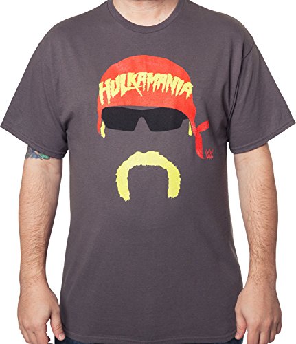 WWE Men's Hulk Hogan Face Silhouette Tee Charcoal 2XL