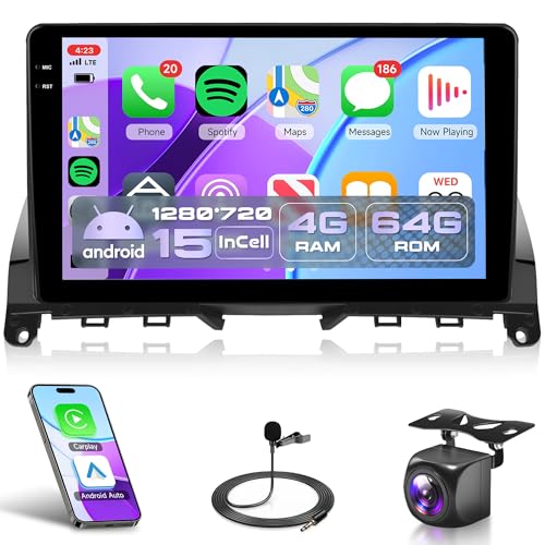4G+64G Android 15 Car Radio Stereo Wireless Carplay Android auto for Mercedes Benz C-Class C180 C200 C230 C250 C300 C350 W204 S204 2006-2011, Rimoody 9 inch Touchscreen GPS WiFi BT FM Backup Camera