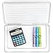 mDesign Office Supplies Desk Organizer Box with Lid for Staplers, Scissors, Pens, Sticky Notes, Highlighters, Tape - Clear