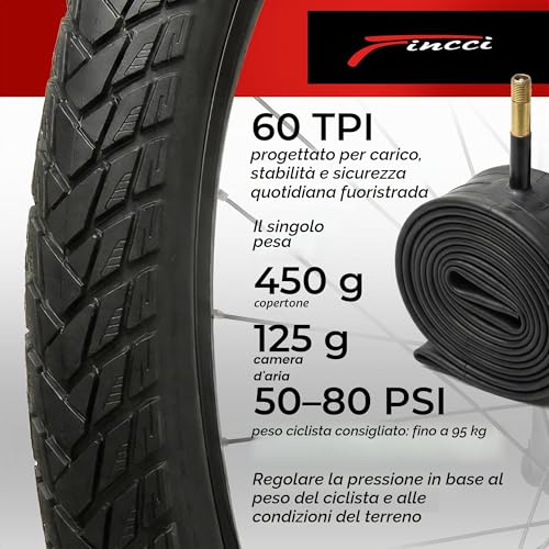 Fincci Gravel Copertoni Bici 700x35c - Set di Pneumatici Pieghevoli 28" con Protezione Antiforatura 1 mm e 2 Camere d'aria 37-622 - Gomme per Montagne & Elettrica Bici, City Bike Uomo & Donna