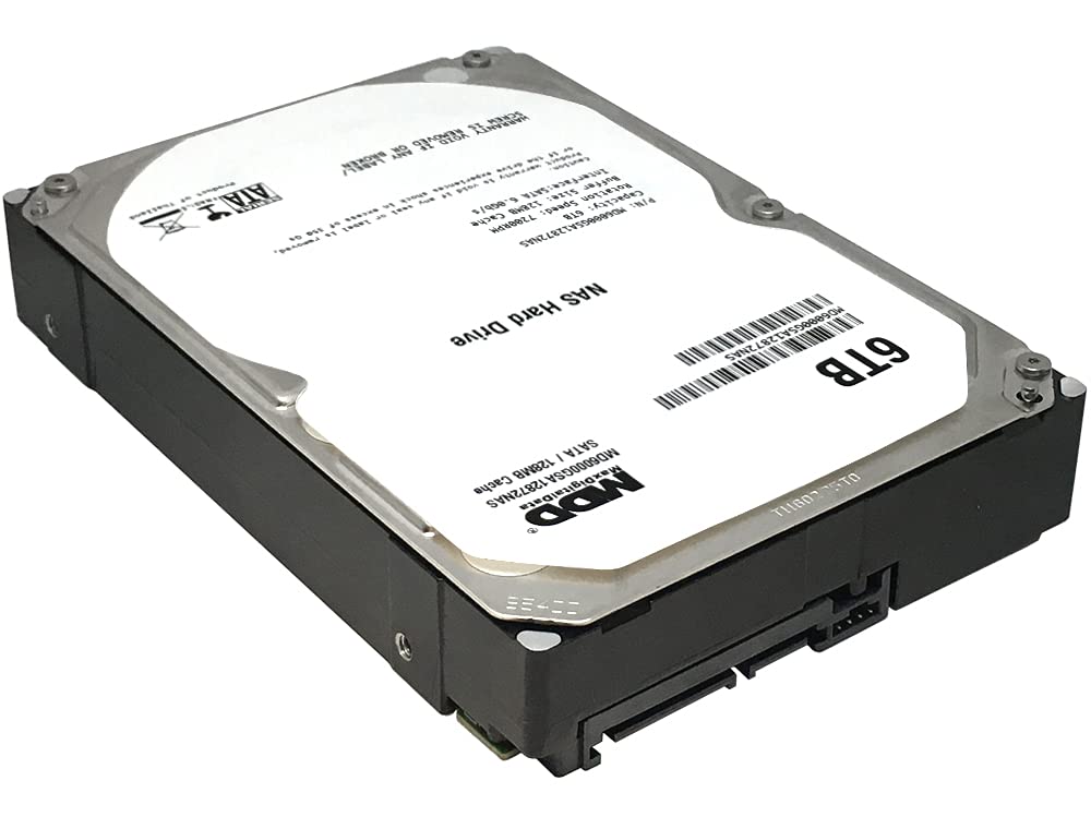 MaxDigitalData 6TB 7200RPM 128MB Cache SATA 6.0Gb/s 3.5inch Internal Hard Drive for NAS Network Storage (MD6000GSA12872NAS) - 3 Years Warranty (Renewed)