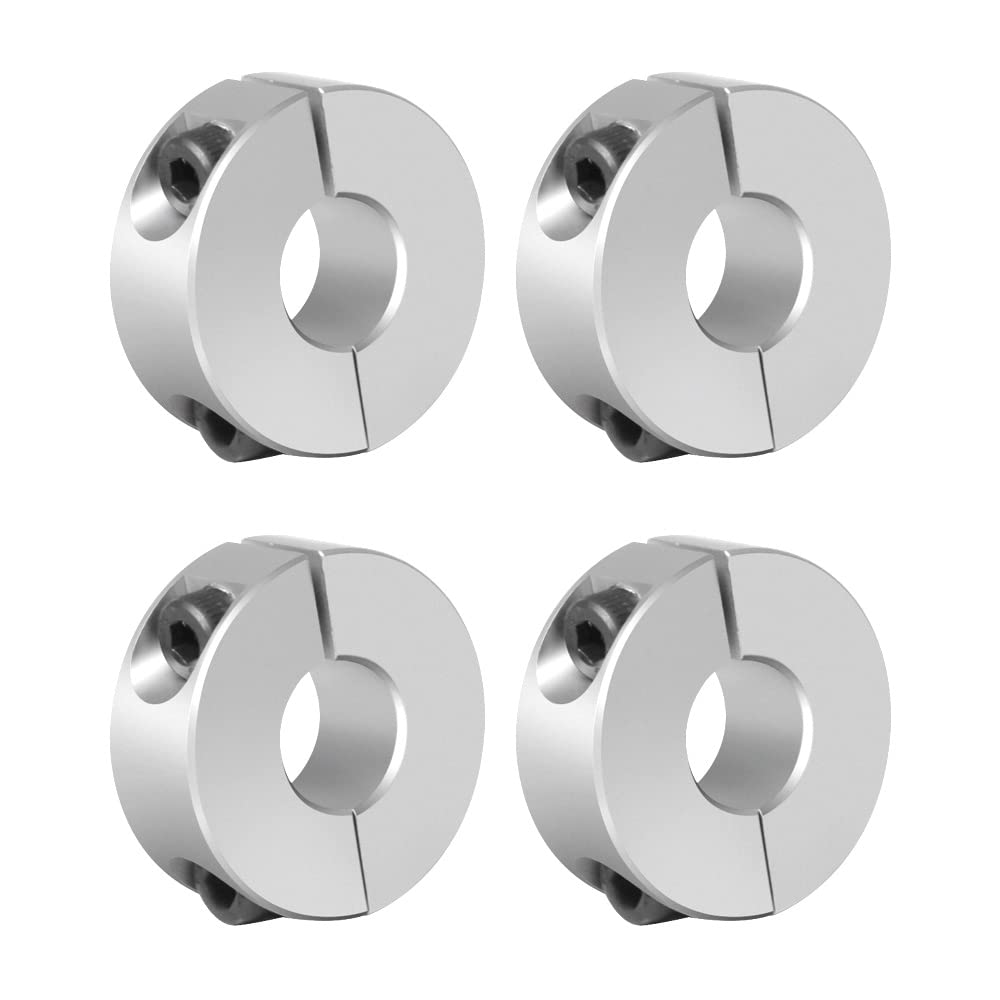 Photo 1 of Sinoblu Double Split Shaft Collar Clamping Style with M4 Set Screw, 8mm Bore Size, 25mm OD, 8mm Thickness (Pack of 4)
