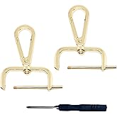 NIIIYTYB 2Pcs Snap Hook Swivel Clasp Set 1.5 Inch Detachable Carabiner Hooks with Screwdriver D Ring Keychain Clips Bag Strap Hardware for Purses Crossbody Bags Key Fobs Pet Collars(Gold)