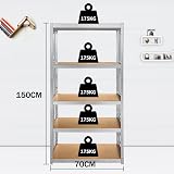 EFAN 5 Tier Garage Shelving 150x70x30cm Heavy Duty Racking 175KG per Shelf view 3