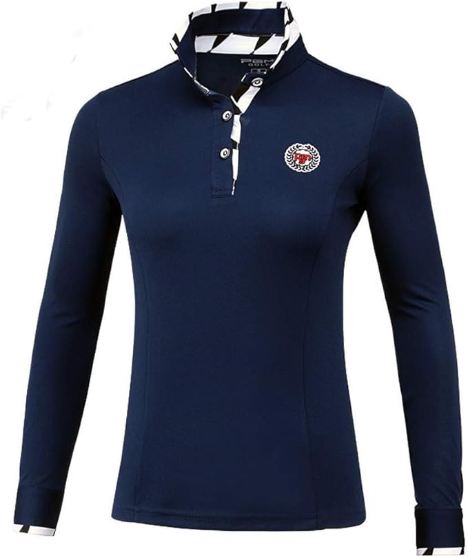 FD2LB1NVL Frauen Golf Shirt Damen Herbst/Winter Langarm TShirt Frauen Stehkragen Shirt Golf