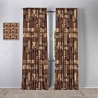 SONGDAYONE Coffee Cute Curtain,Cafeteria Pattern with Hot Mocha Latte Milk Love Typography on Scribble Backdrop Curtains 63 inch Length Room Darkened Brown Beige W55 x L63 Inch
