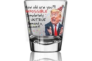 PATRIOTS CAVE Funny Trump Birthday Glass - Trump Birthday Gifts for Men, Donald Trump Gifts for Men, Funny Birthday Gift for Women, Trump Gifts, Birthday Gift for Husband, Trump Stuff, Maga Merch (SHOT GLASS)