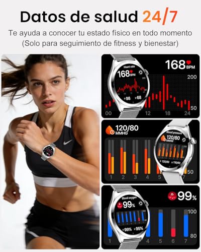 Fitonme Women's Smart Watch Calls, 1.27 Inch HD Curved Screen, SpO2 Sleep Heart Rate Monitor, 120+ Sports Modes, Waterproof IP68, Women's Smartwatch for Android iOS (Silver)