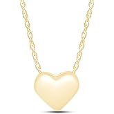 AFFY Sliding Heart Pendant Necklace 3D Puffed Heart Jewelry for Women in 14K Gold Plated Sterling Silver