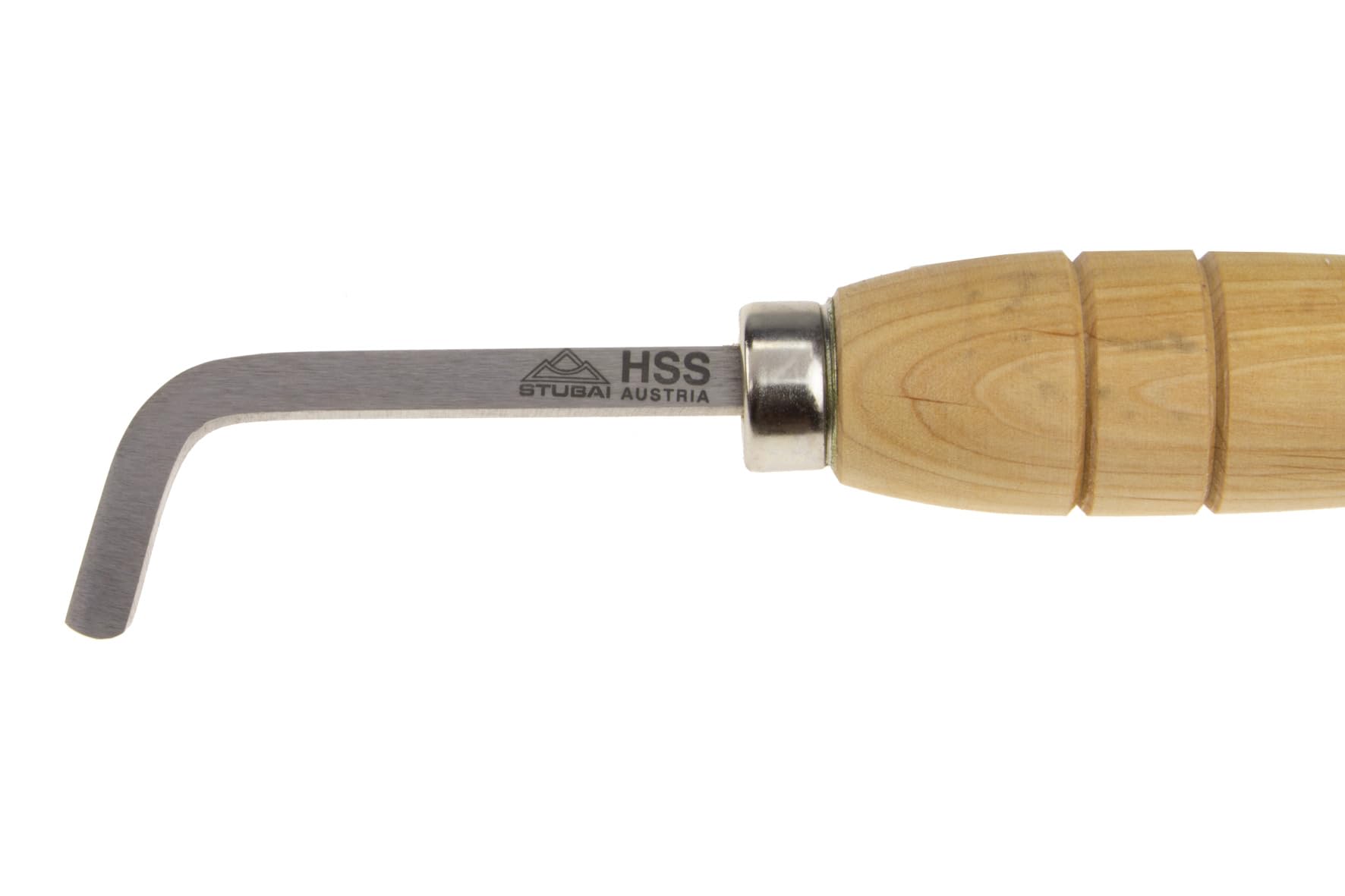 Stubai 708706 Micro Hollowing Scraper Square 80 Degree Bent with Wooden Handle, Silver/Beige, 6 mm