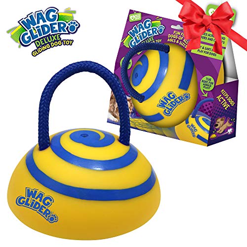Wag Glider Deluxe–The Sliding Gliding Dog Toy That Keeps Your Dog Happy, Healthy & Safe! Comes with a Built in Squeaker & Rope Attached. Safe for Indoor Play, Great for Medium & Large Dogs of All Ages