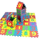 Kids EVA Foam Play Mat, 36 Pcs Baby Child Number Alphabet Puzzle Foam Maths Educational Toy Gift Puzzles - 4.72 x 4.72 inches/Pcs