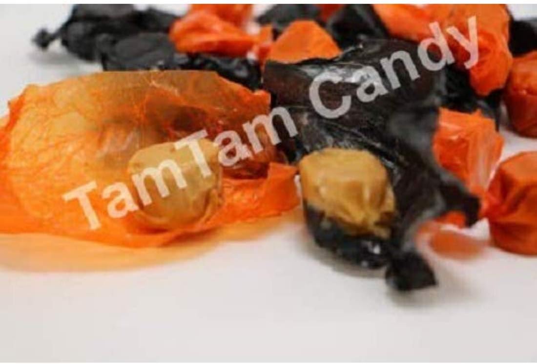 Melster's Peanut Butter Kisses Black and Orange Christmas Candy by TamTam Candy - 2 lb bulk