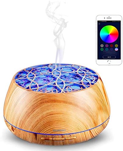 加湿器 アロマ加湿器 アロマディフューザー Bluetooth対応 音楽再生可能 年末贈り物 YOUNGDO 小型 除菌 間接照明 空気清浄機 空焚き防止 オフィス乾燥対策 静音省エネ 木目調 卓上加湿器