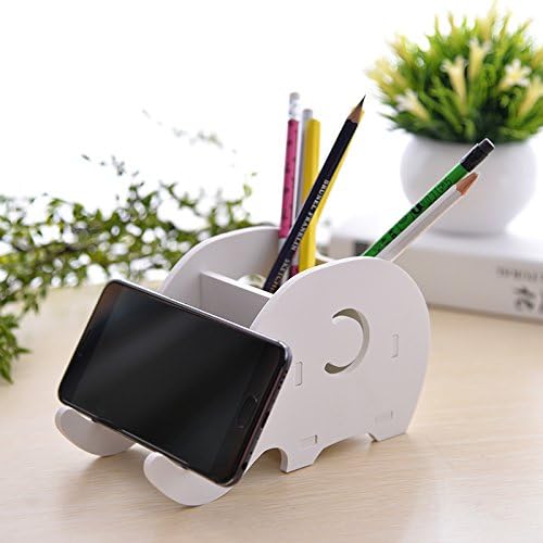 Cell Phone Stand For Desk Cute Creative Elephant Tablet Phone Holder Desktop Pen Organizer Pencial Container Box For Smartphone iPhone iPad and Android Devices