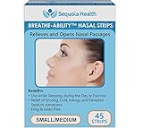 Nasal Strips (45 count) by Breathe-Ability - Relieves and Opens Nasal Passages - Relief of Snoring, Cold, Allergy, and Deviated Septum Symptoms (Small/Medium) by Sequoia