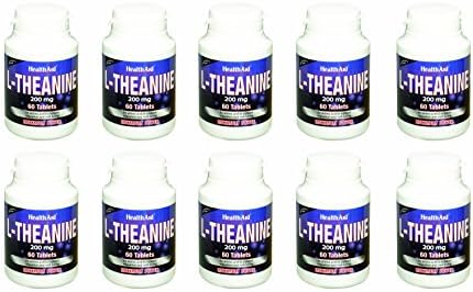 HealthAid L-Theanine 1000mg Free Form Pack of 10 x 60 Vegan Tablets (600 Tablets)