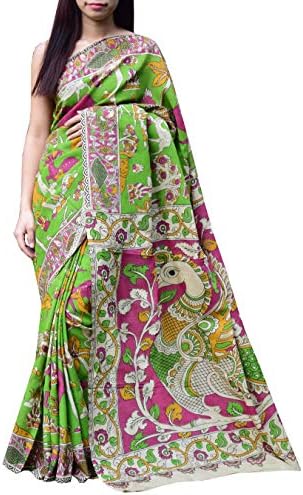 GiftPiper Kalamkari Silk Saree -Green