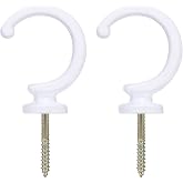 uxcell 2Pcs Curtain Holdbacks, Wall Mounted Drapery Tiebacks Hooks, Zinc Alloy Decorative Curtain Holders with Screws for Window Clothes Hat Towel, White