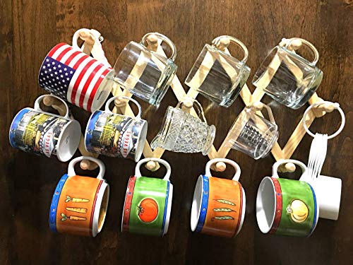 image for 2 ALAZCO Accordion Style Wood Expandable Wall Racks - Each Has 13 Hook