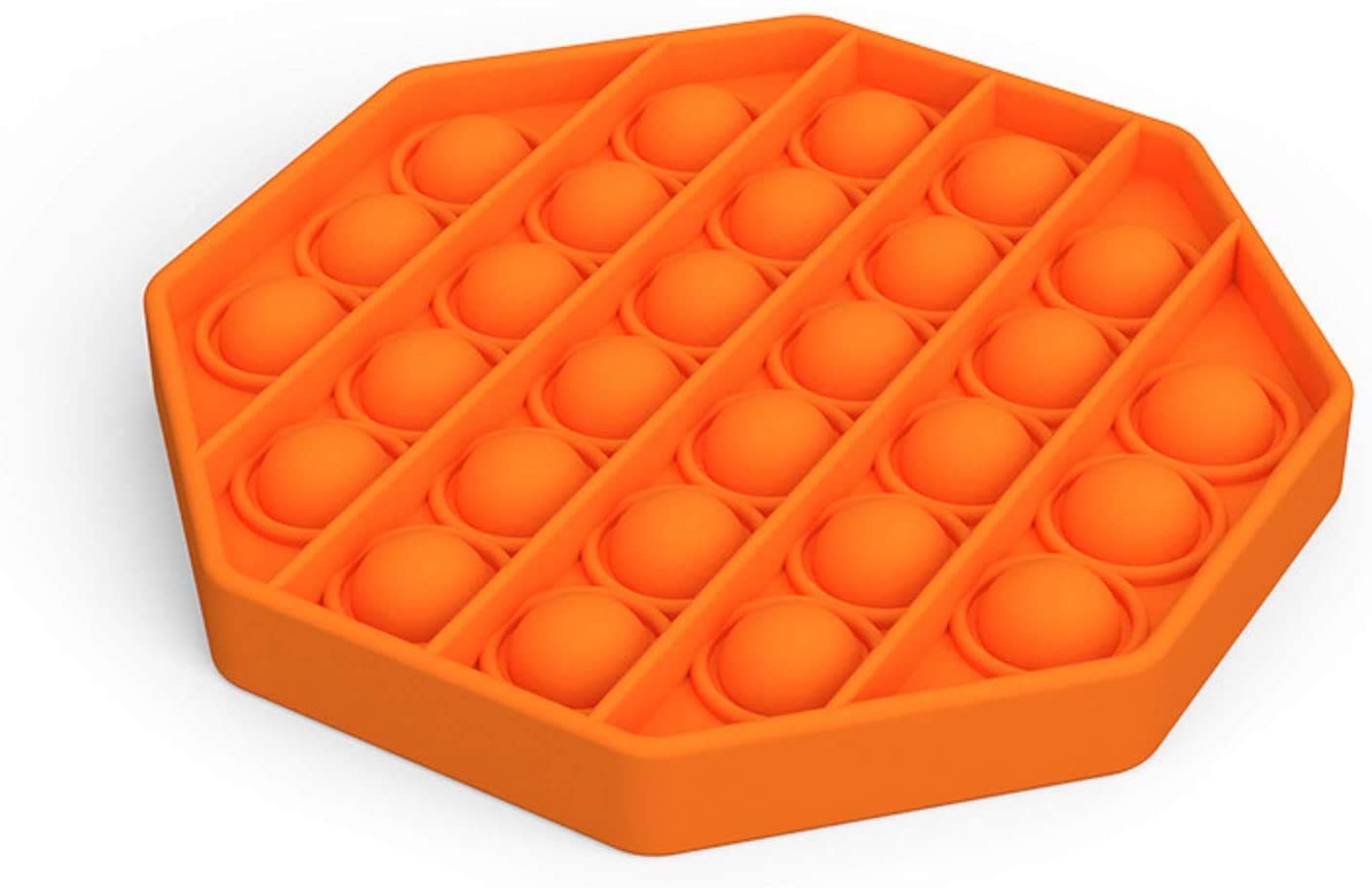 Push Pops Bubble Fidget Sensory Toys pop its Funny Relief Stress Desktop Game Soft Squeeze Toy Logical Reasoning Training Toys for Adults Children(Octagon Orange)