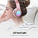 Bluetooth Headphones Over Ear, Ifecco Light Up Foldable Bluetooth Stereo Headphone Over Ear with 3.5mm Audio Cable and Mic Support FM Radio and TF Card Compatible with Bluetooth Devices (Rose Gold)