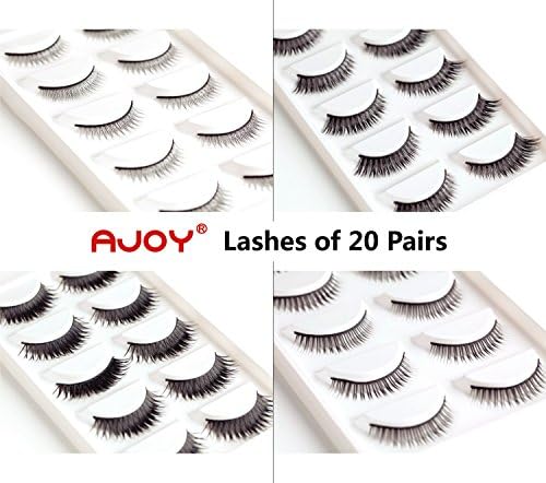AJOY R-20, 4 Styles Fake Lashes - Natural, Corner Lengthening, Long Thick Messy and Regular False Eyelashes 20 Pairs