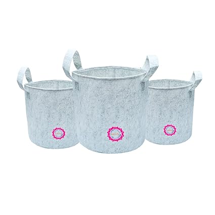 Sproutlin - Non Woven Fabric Grow Bags - Breathable Fabric Plant Pots for Terrace, Home & Vegetable Gardening - Grey Color - 10 inches X10 inches Set of 3