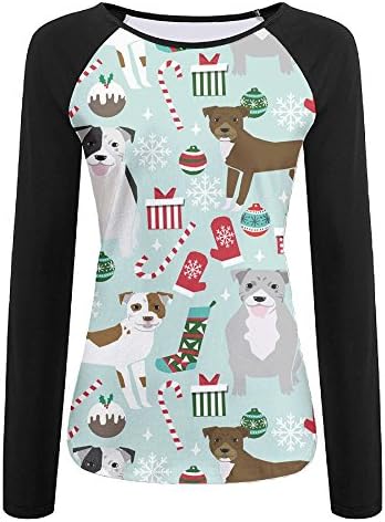 Women's Blouse Long Sleeve Pit Bull Terrier Print T Shirt Comfy Casual Tops