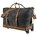 Kattee Luggage Rolling Duffel Bag Leather Trim Canvas Wheeled Carry-on Travel Bag 50L (Black)