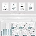 Sweet Jojo Designs Slate Blue and White Wall Art Prints Room Decor for Baby, Nursery, and Kids for Bear Mountain Watercolor Collection - Set of 4 - Dream Big, Don't Wake The Bear