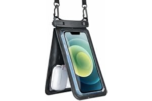 Waterproof Phone Pouch with Touch Screen & Clear Camera, Large Double Pocket Phone Case with Neck Strap for Beach, Swimming, 